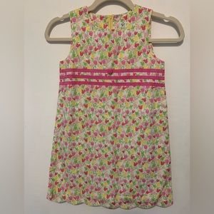 Lilly Pulitzer - Girls Pink Tip Toe Tulip Print Scalloped Shift Dress - Size:6x